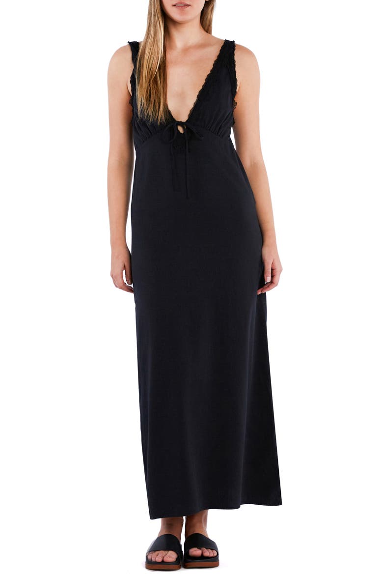 Amanda Lace Accent Sleeveless Maxi Dress, Alternate, color, BLACK