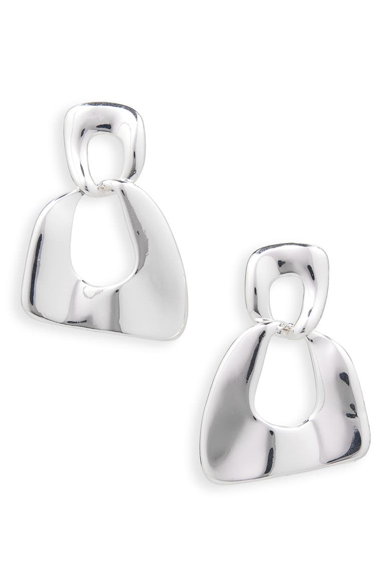 Demi Fine Geo Door Knocker Earrings, Main, color, SILVER