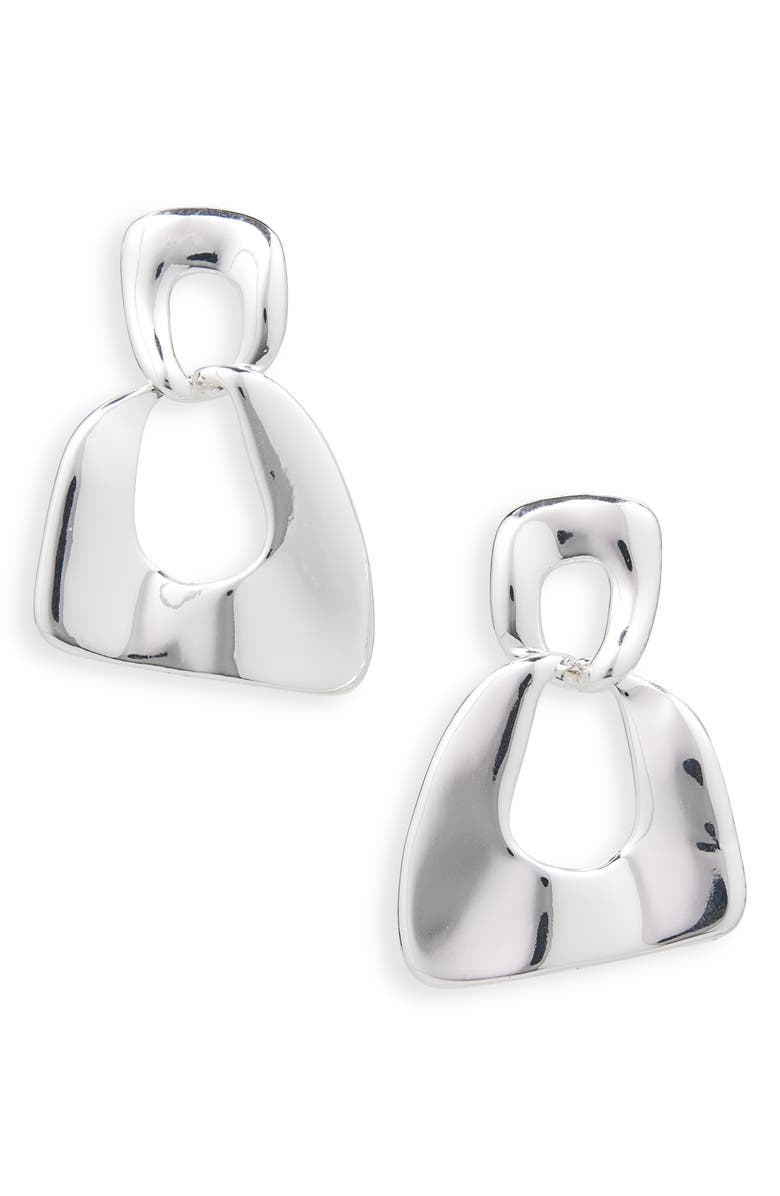 NORDSTROM RACK Demi Fine Geo Door Knocker Earrings, Main, color, Silver