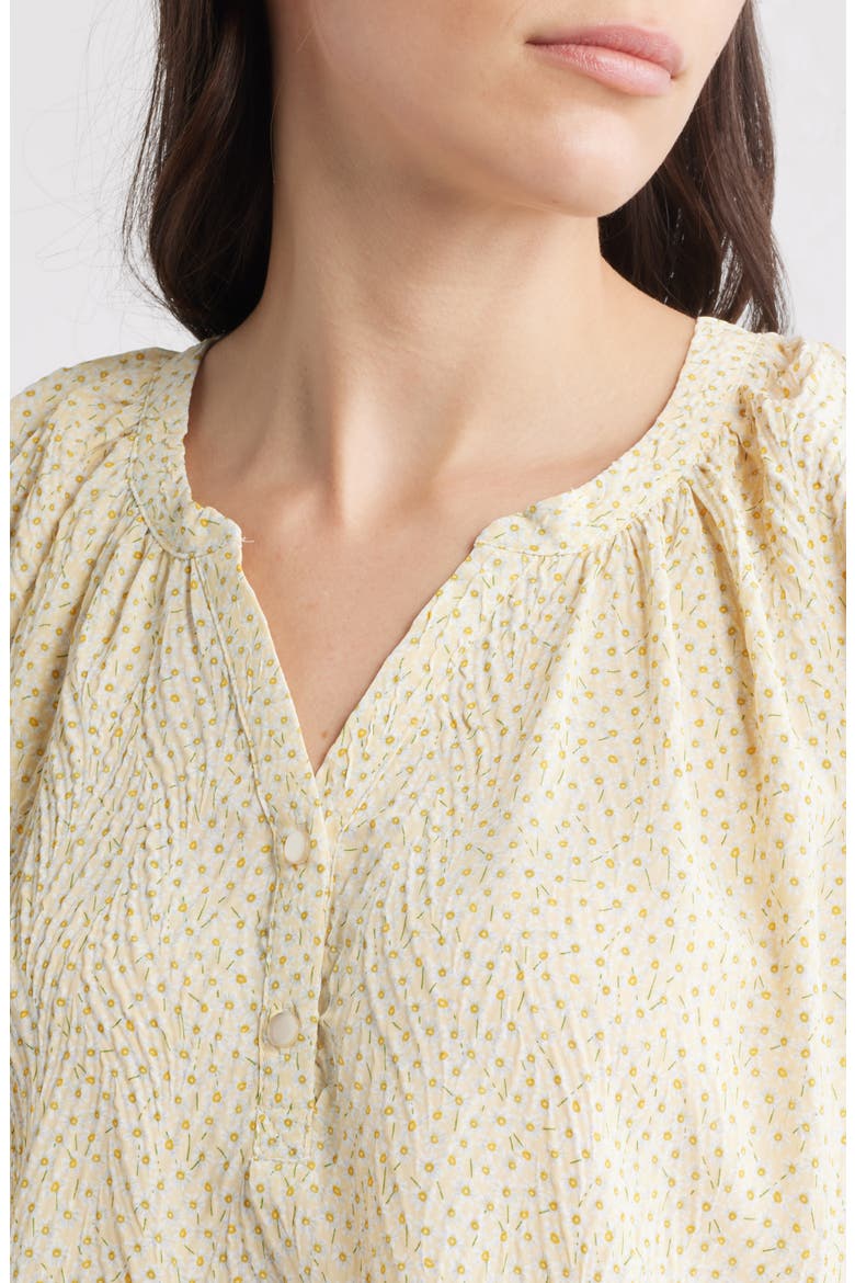 Daisy Print Henley Top, Alternate, color, LIGHT YELLOW DITSY
