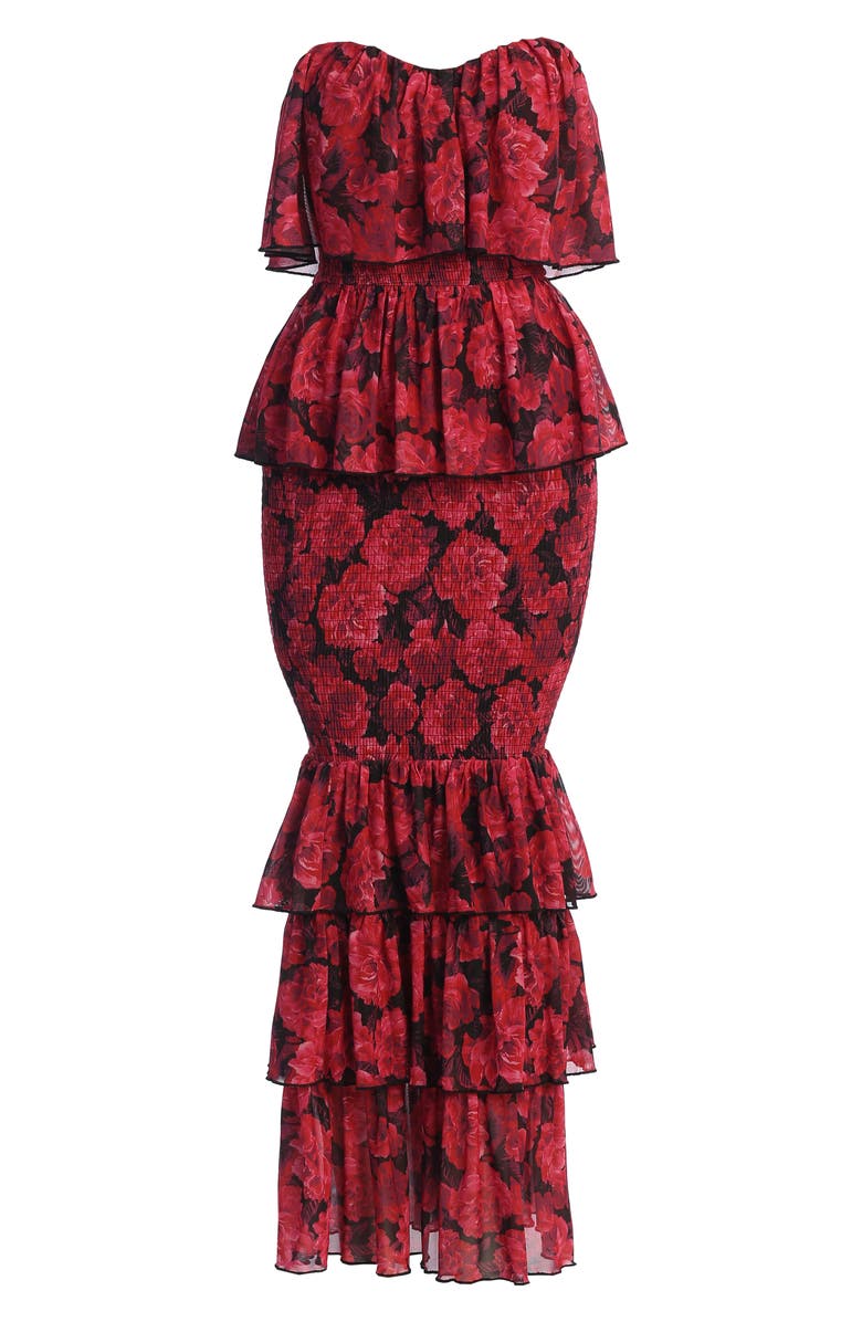 JLUXLABEL Casablanca Floral Tiered Ruffle Dress, Alternate, color, 