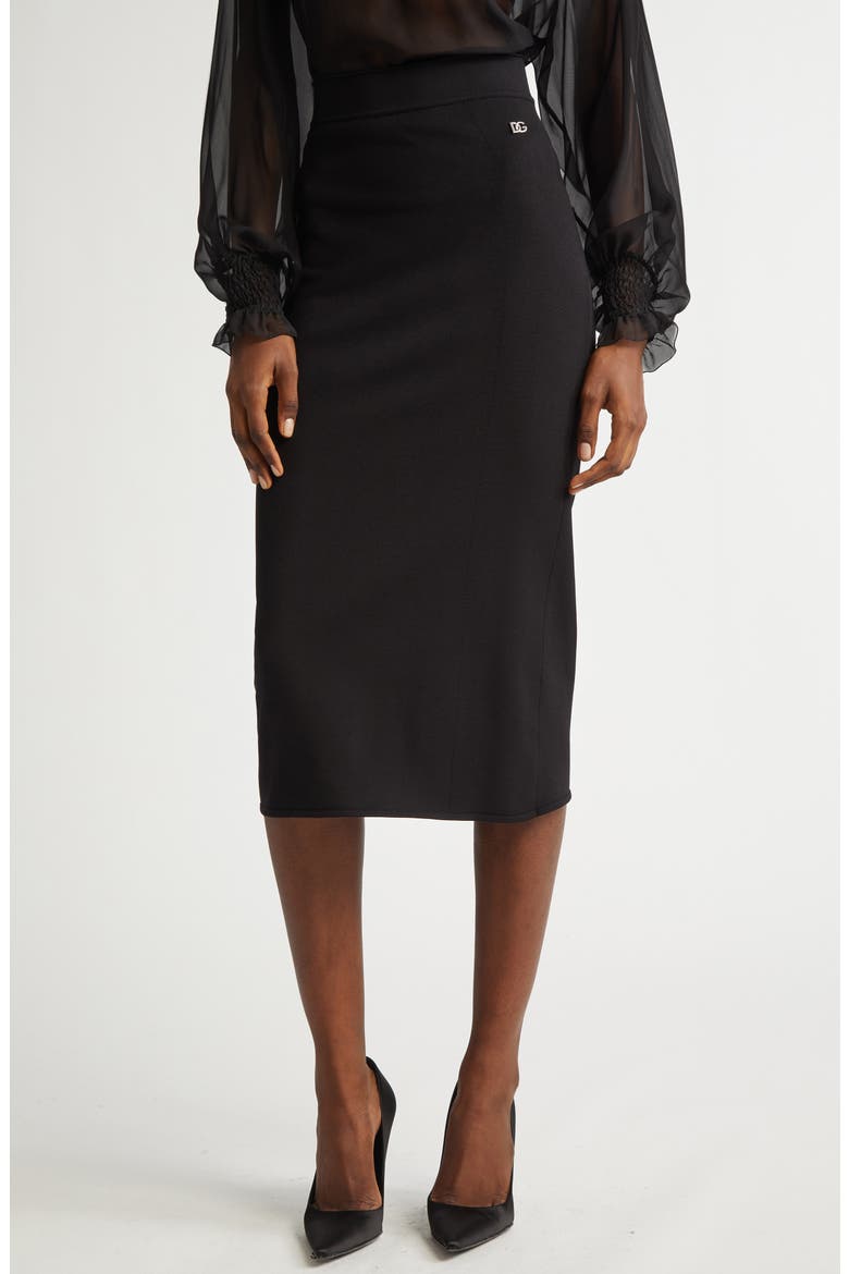 DG Logo Knit Pencil Skirt, Main, color, N0000 NERO