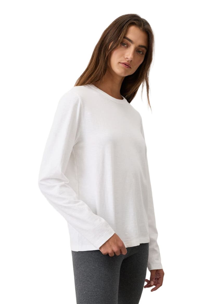 Organic Cotton Soft-Slub Essential Crewneck Long Sleeve Tee, Alternate, color, White