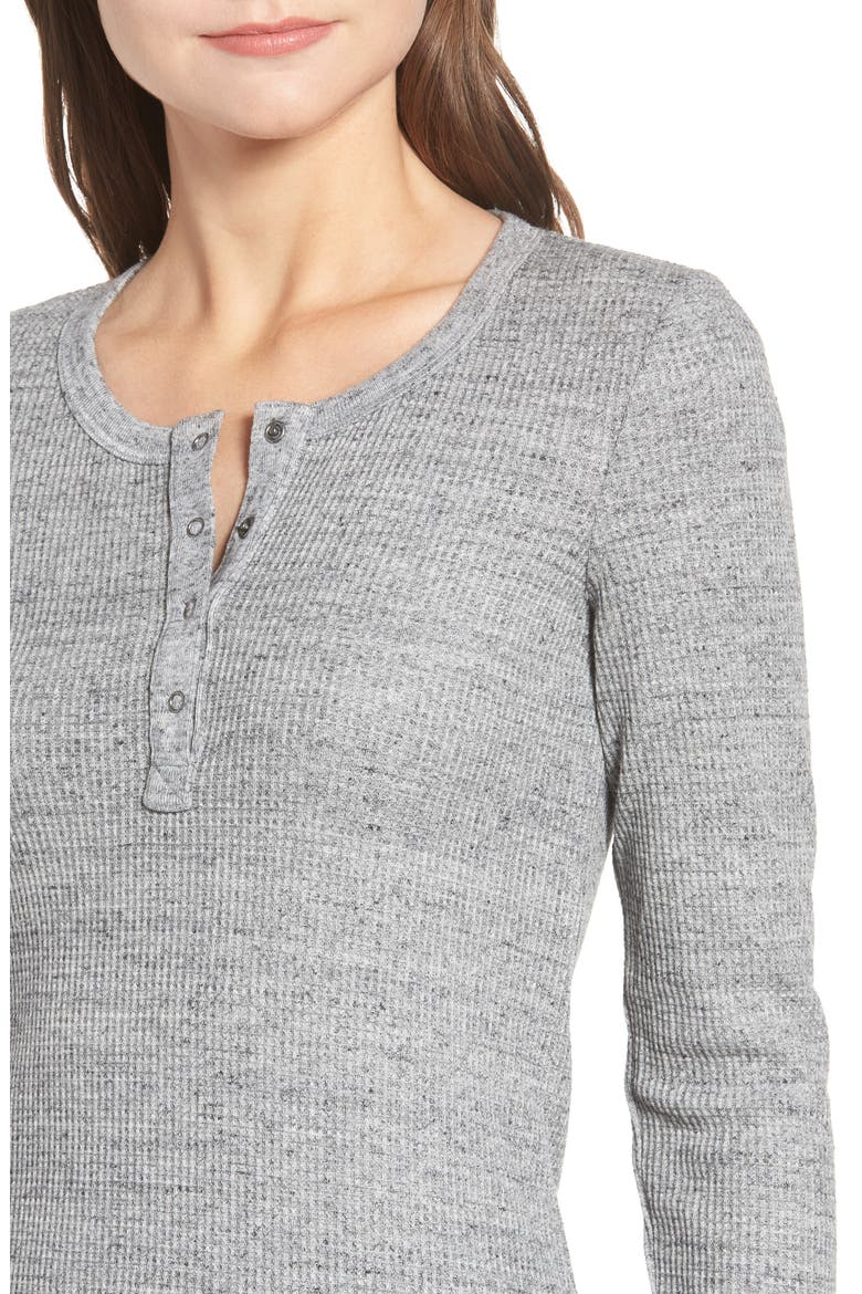 Thermal Henley Tee, Alternate, color, HEATHER GREY