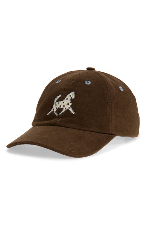 Drake's Horse Appliqué Cotton Moleskin Adjustable Baseball Cap In Brown