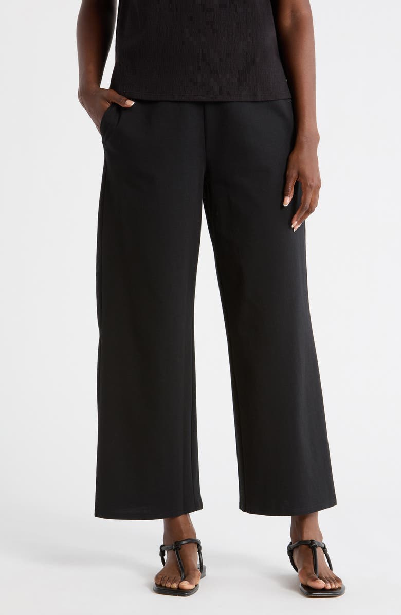 Eileen Fisher Ankle Wide Leg Pants, Main, color, Black