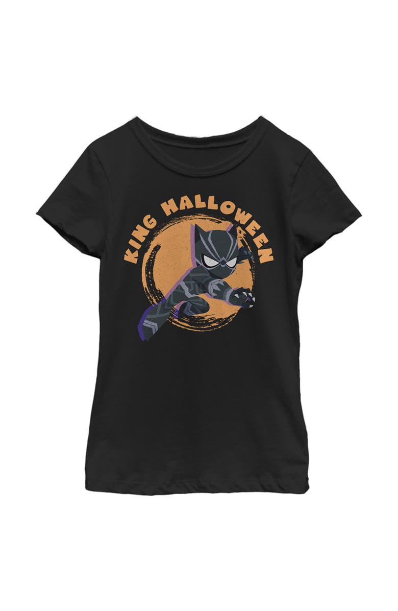 Marvel Girl's Marvel Animated Black Panther King Halloween  Graphic T-Shirt, Main, color, Black