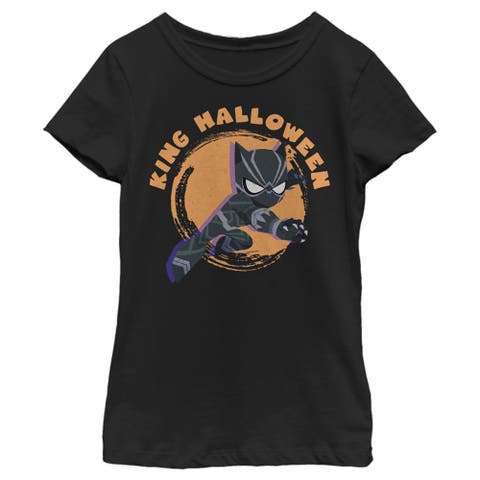 Girl's Marvel Animated Black Panther King Halloween  Graphic T-Shirt