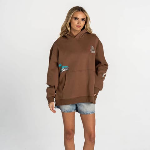 Women's The Wild Collective  Brown Los Angeles Dodgers Oversized Hoodie