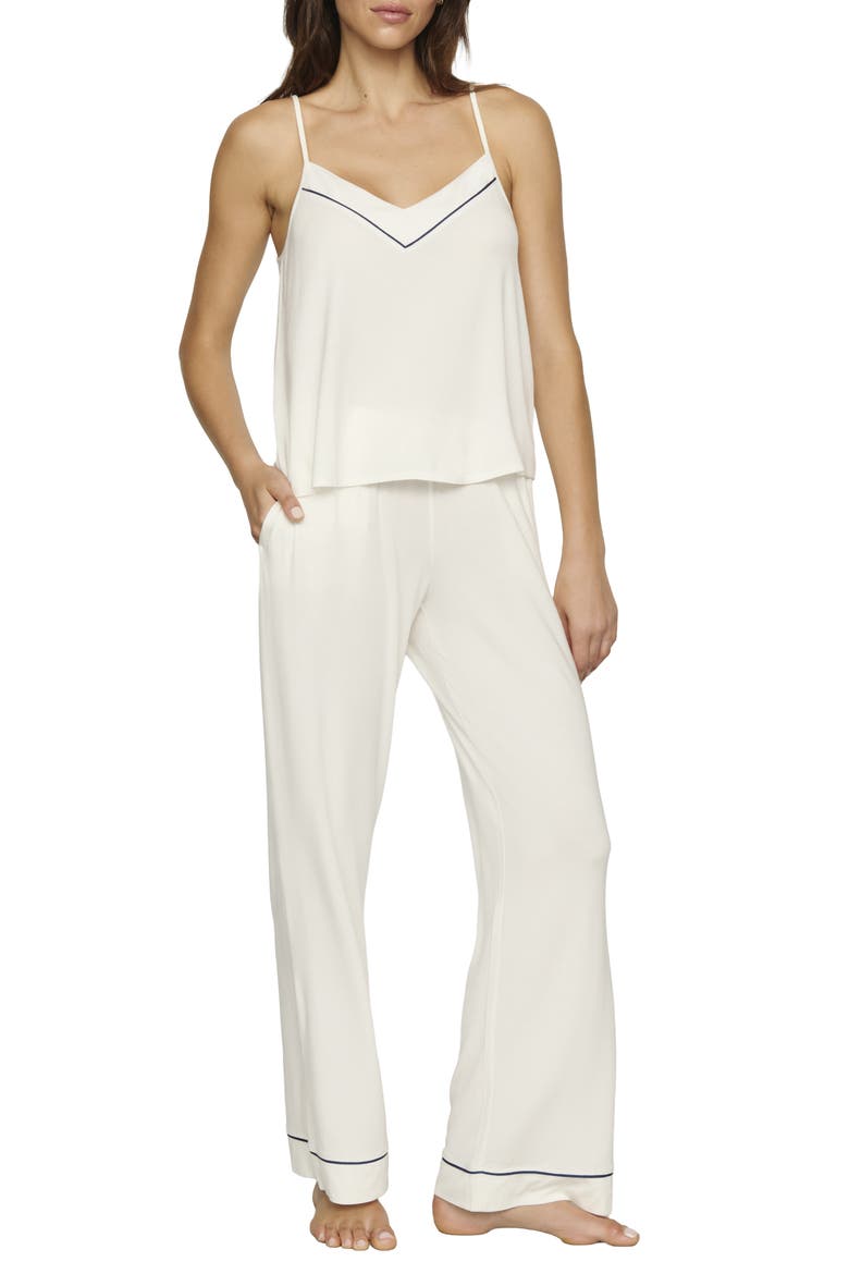 Gisele V-Neck Camisole and Pants Pajama Set, Main, color, IVORY/ NAVY