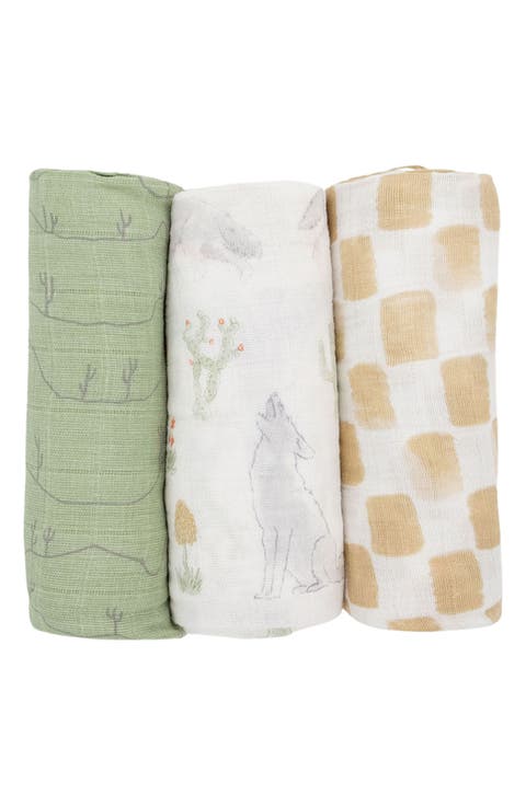 3-Pack Cotton Muslin Swaddle Blankets
