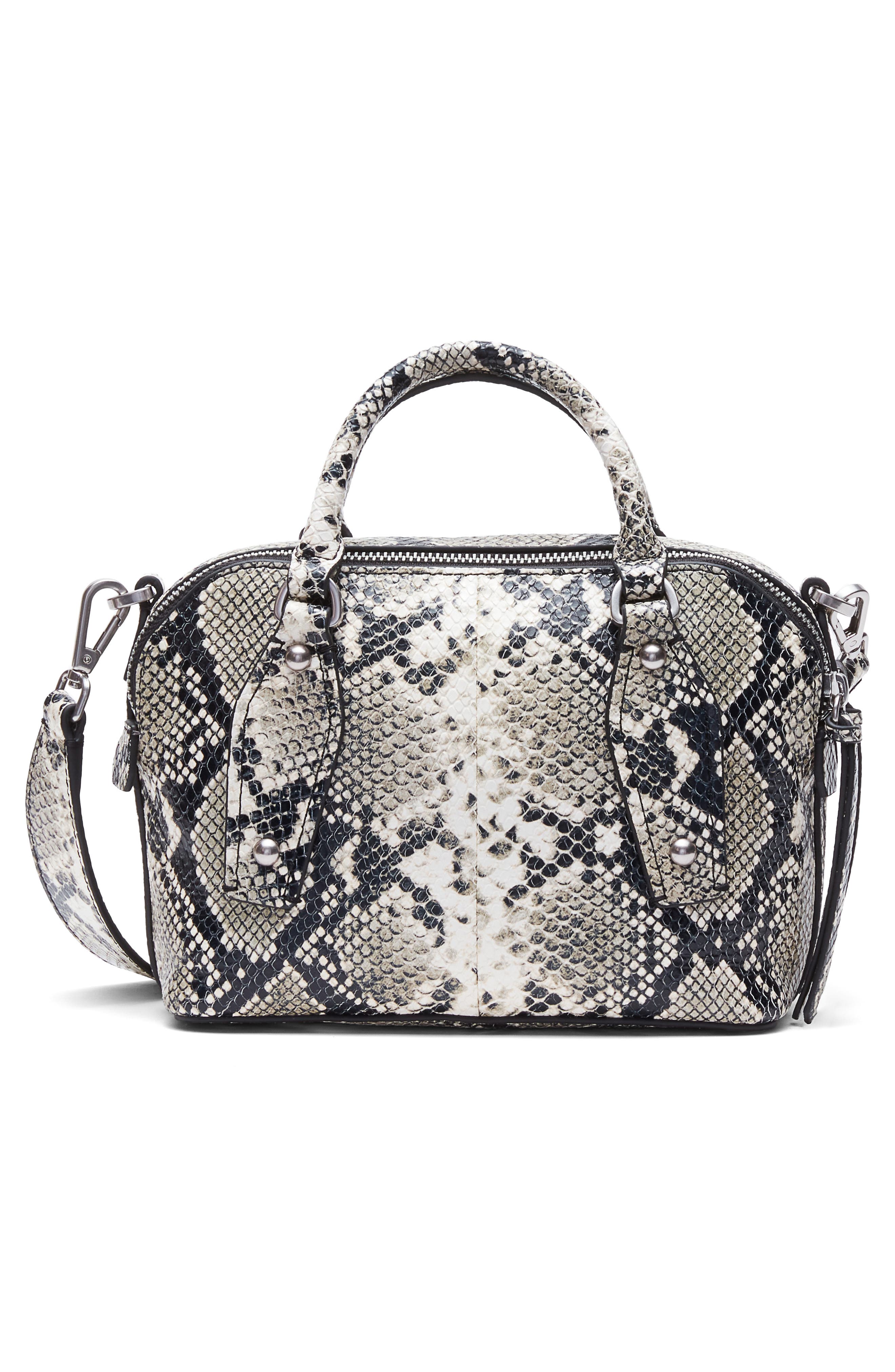 rag 
bone Small Gramercy Snakeskin Embossed Leather Satchel, Alternate, color, Natural