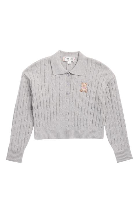 Kids' Cable Knit Polo Sweater (Big Kid)