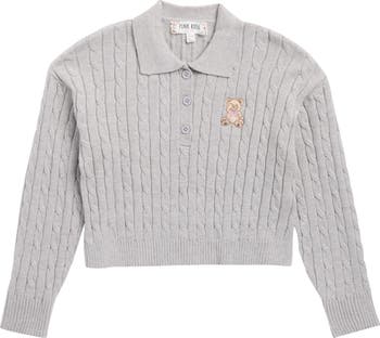 Kids' Cable Knit Polo Sweater