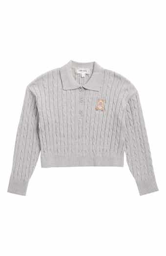 PINK ROSE Kids' Cable Knit Polo Sweater