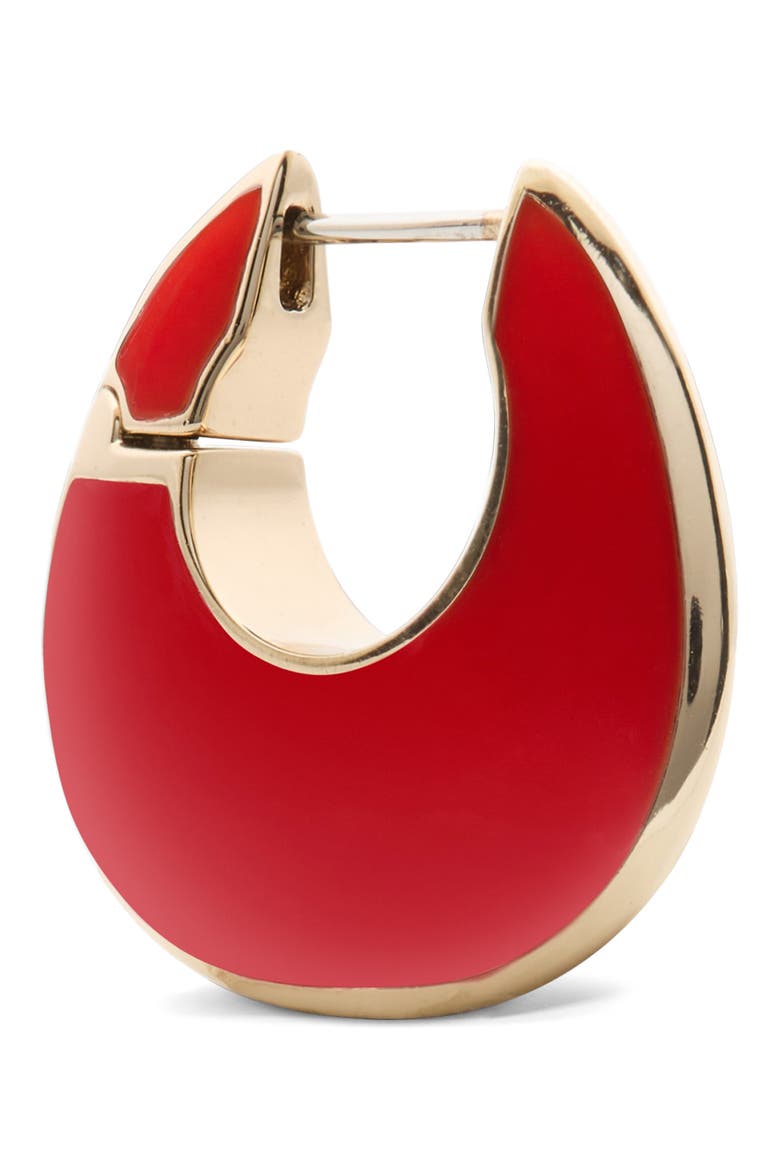 Enamel Drop Hoop Earrings, Alternate, color, RED.