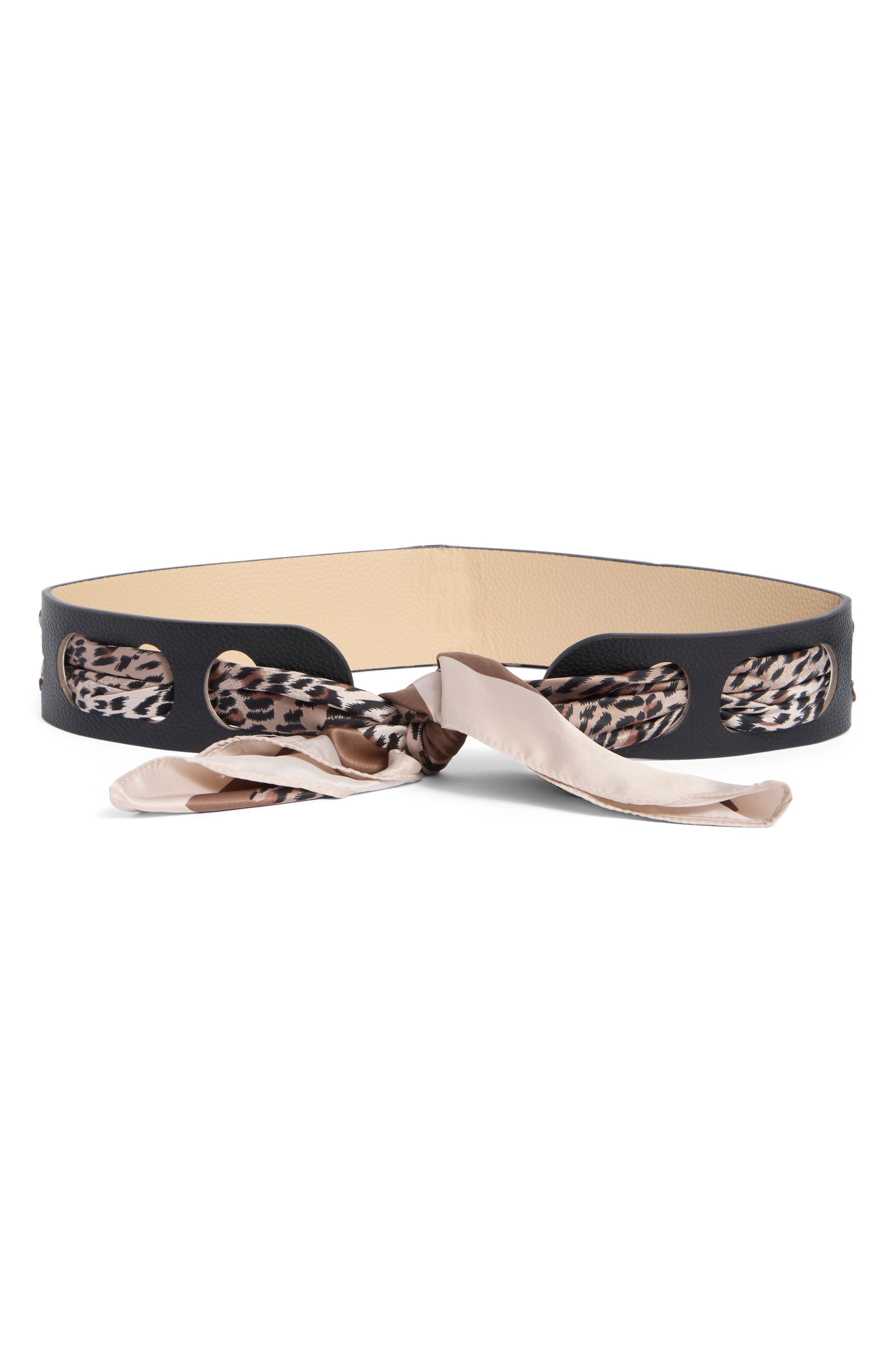 3-Pack Faux Leather Scarf Cinch Belt Set