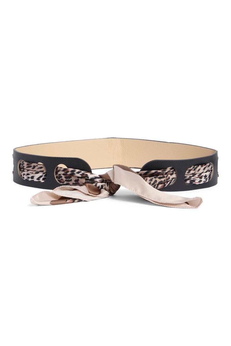 3-Pack Faux Leather Scarf Cinch Belt Set, Main, color, BLACK/ BEIGE