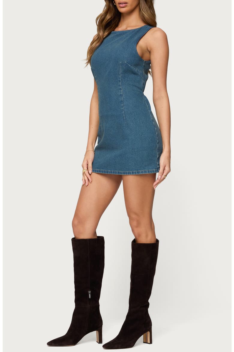 Zurey Sleeveless Denim Romper, Alternate, color, BLUE-WASHED