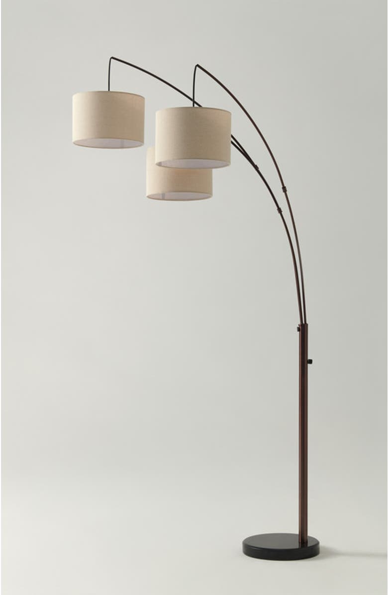 Brightech Trilage 84" Adjustable Tall LED Floor Lamp with 3 Fabric Drum Shades, Bulbs Included, Main, color, Metallic Bronze