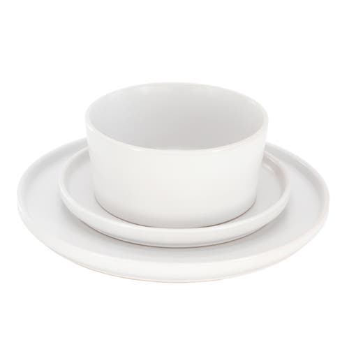 Elama Josh 18 Piece Stoneware Dinnerware Set In White