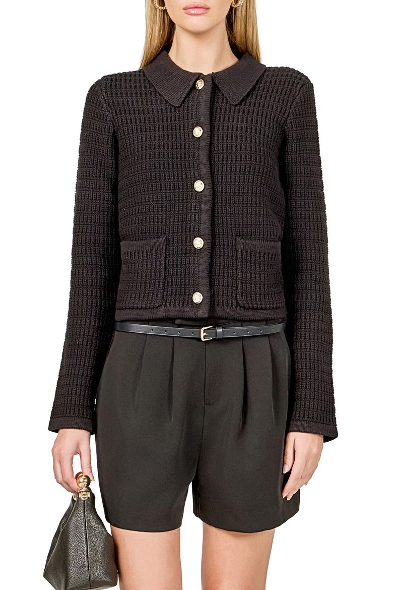 Collar Cardigan, Main, color, BLACK