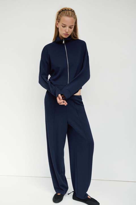 Viscose-blend Barrel-leg Pants