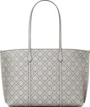 Tory Burch Perry T Monogram Jacquard Triple Compartment Tote