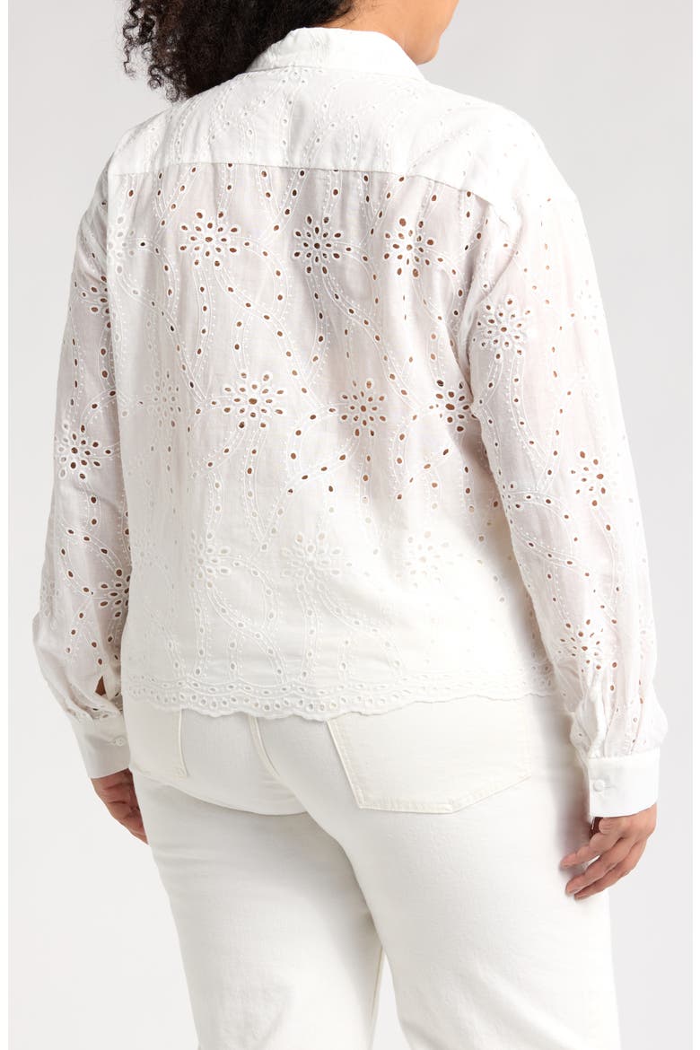 Embroidered Eyelet Long Sleeve Button-Up Shirt, Alternate, color, WHITE