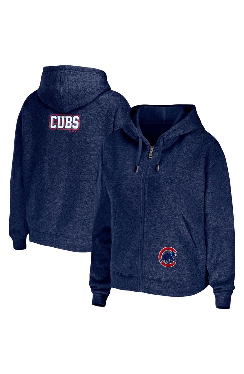 WEAR by Erin Andrews Women's WEAR by Erin Andrews Heather Navy Chicago Cubs Full-Zip Hoodie, Main, color,