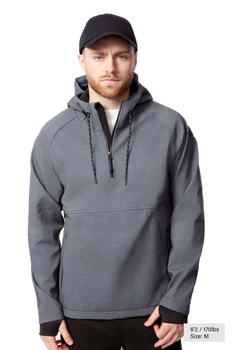 Vargas - Men's Water-repellant Hooded Pullover Softshell, Alternate, color, DARK GREY