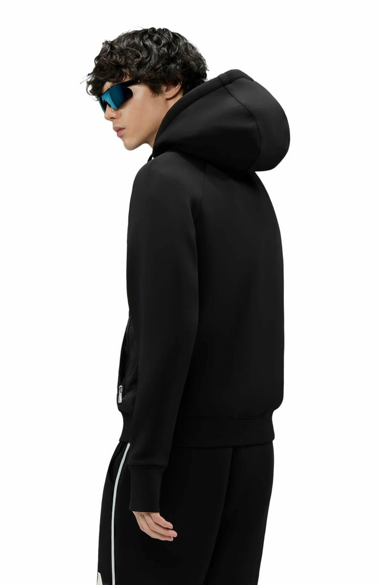 Alpenhaus Men's Bornant Hybrid Insulated Bomber Jacket with Removable Hood, Alternate, color, Black