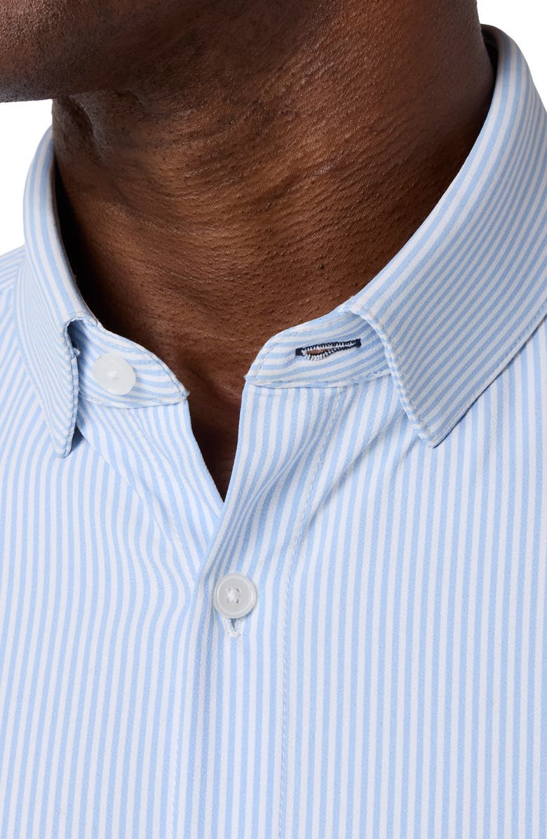 Mizzen+Main Leeward Trim Fit Stripe Performance Button-Up Shirt, Alternate, color, Bel Air Blue Banker Stripe