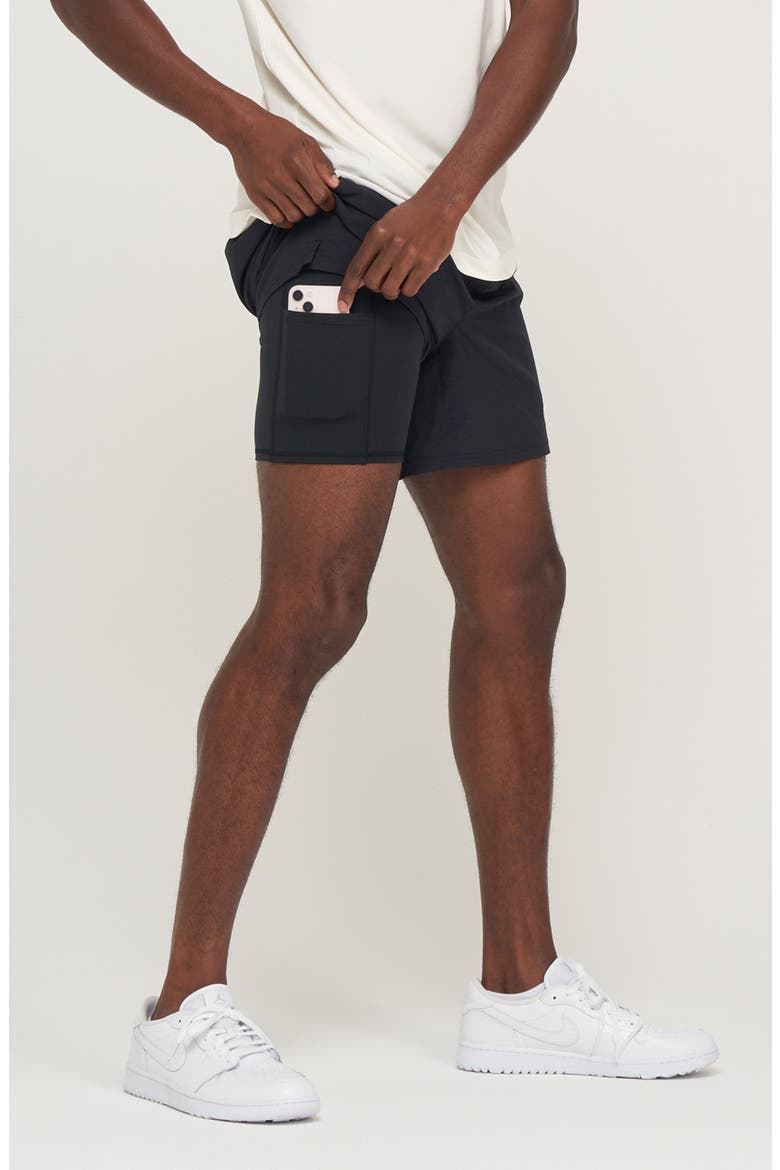 Range 6-Inch Layered Golf Shorts, Alternate, color, BLACK