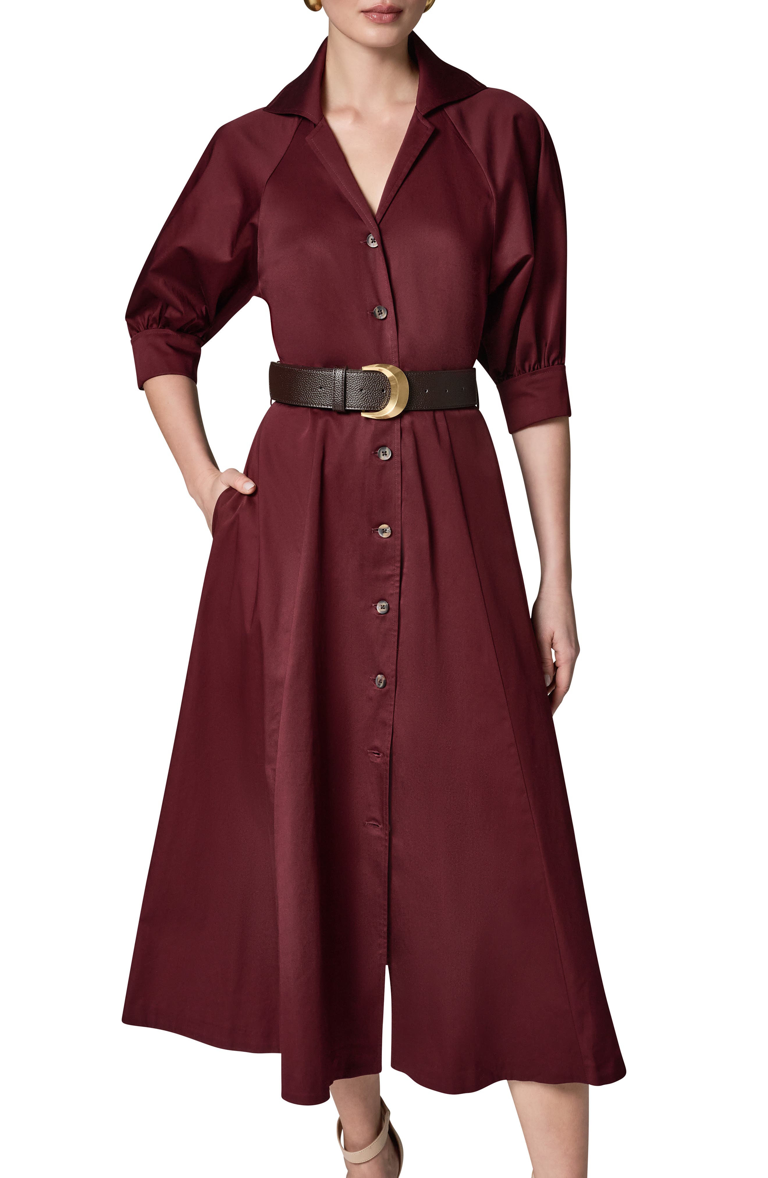 Donna Karan New York Belted Stretch Cotton Midi Shirtdress — фото 6