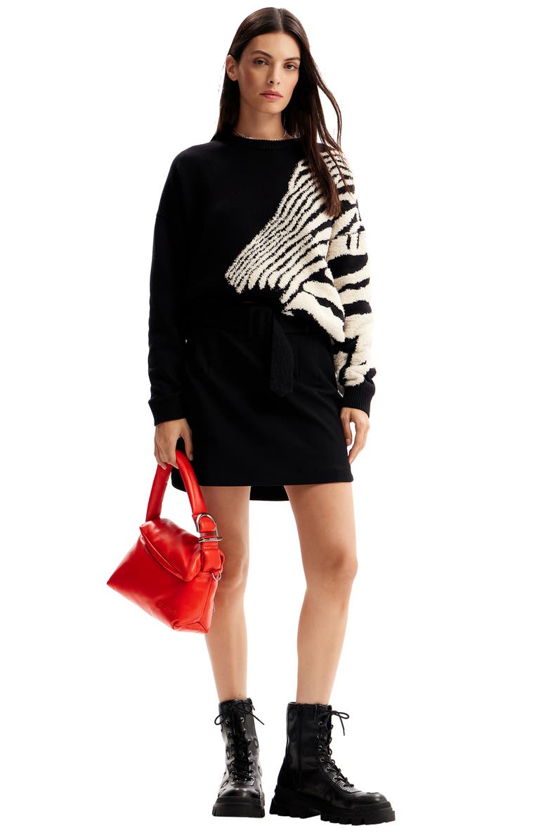 Desigual Guadalquivir Zebra Pattern Sweater, Alternate, color, 