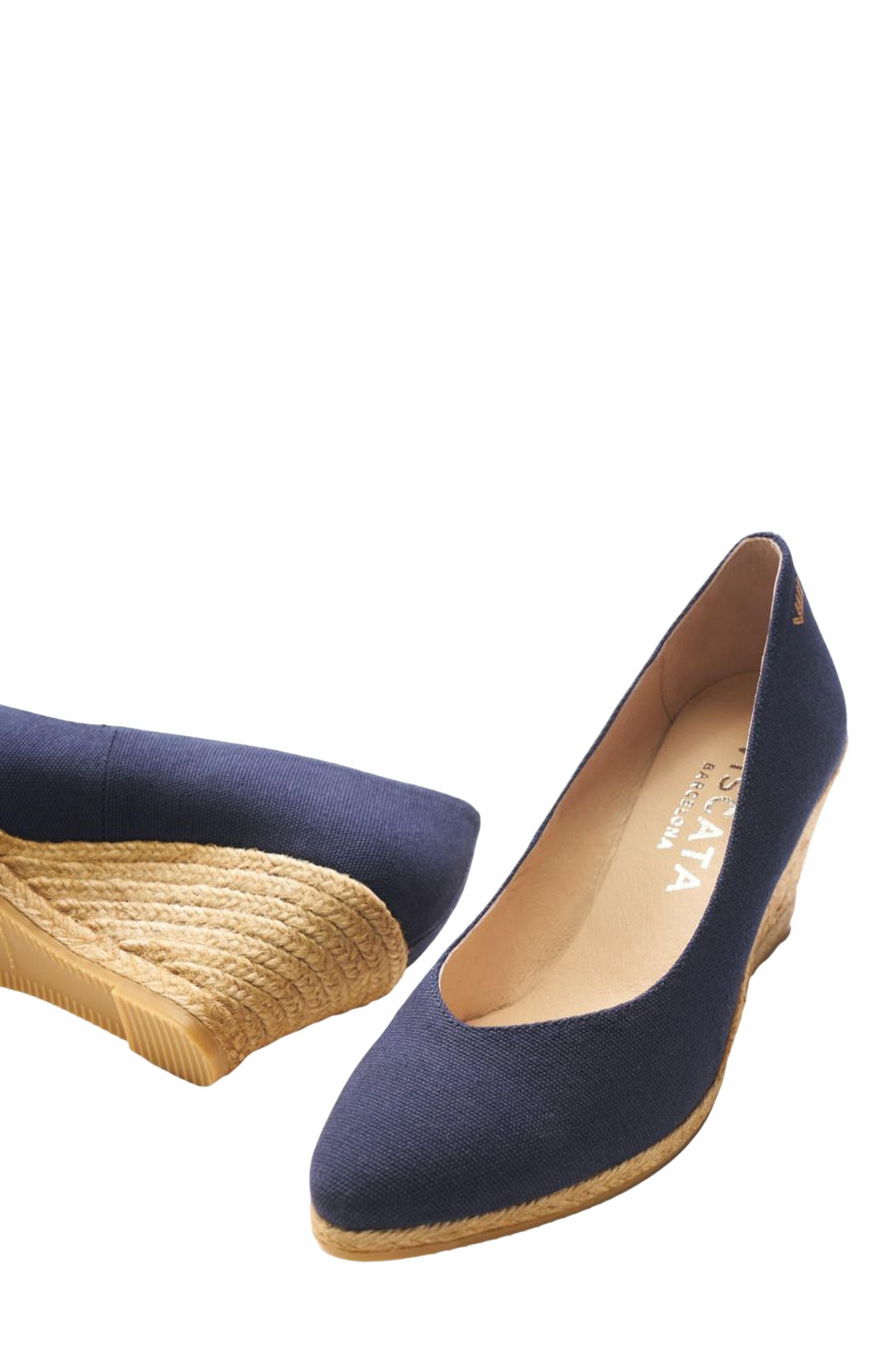 Roses Canvas V Cut Espadrille Wedges, Alternate, color, Navy Blue