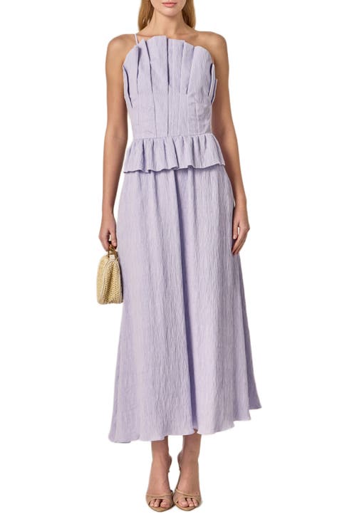 Pleated Ruffle Strapless Maxi Dress