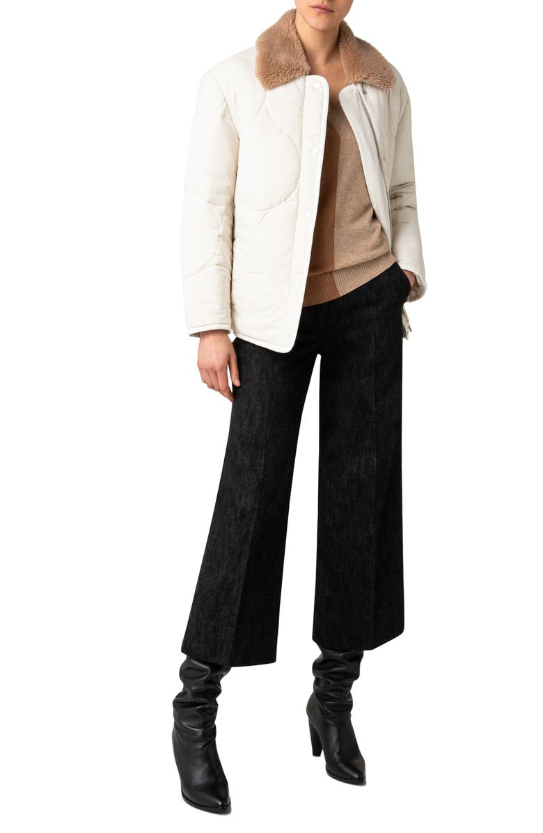 Akris punto Circle Quilted Jacket with Faux Fur Collar, Alternate, color, 