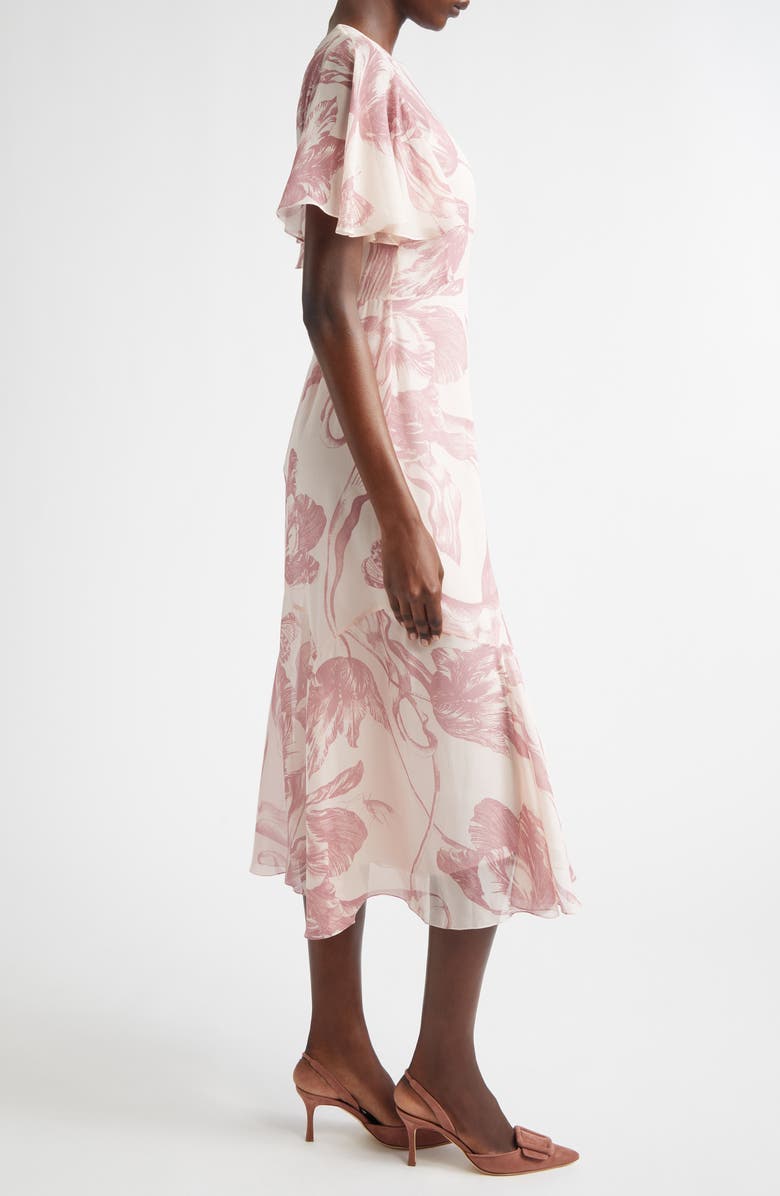 Erdem Botanical Engraving Silk Voile A-Line Midi Dress, Alternate, color, Botanical Engraving Cameo Pink