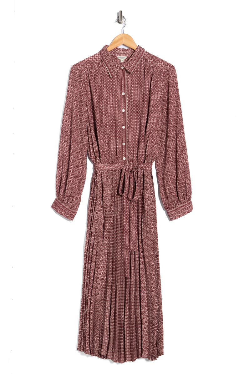 MAX STUDIO Long Sleeve Shirtdress, Alternate, color, Vintage Wine Optical Geo