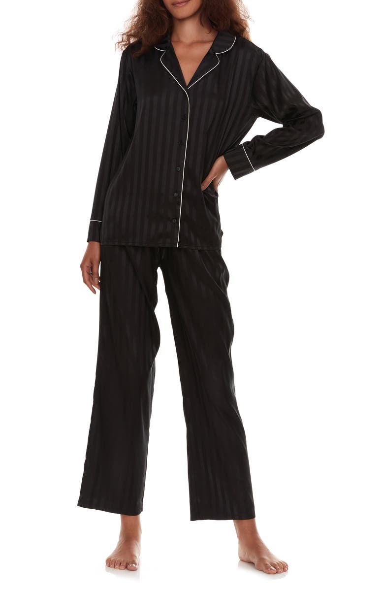 Flora Nikrooz Angela Shadow Stripe Long Sleeve Top & Pants Pajamas, Alternate, color, 