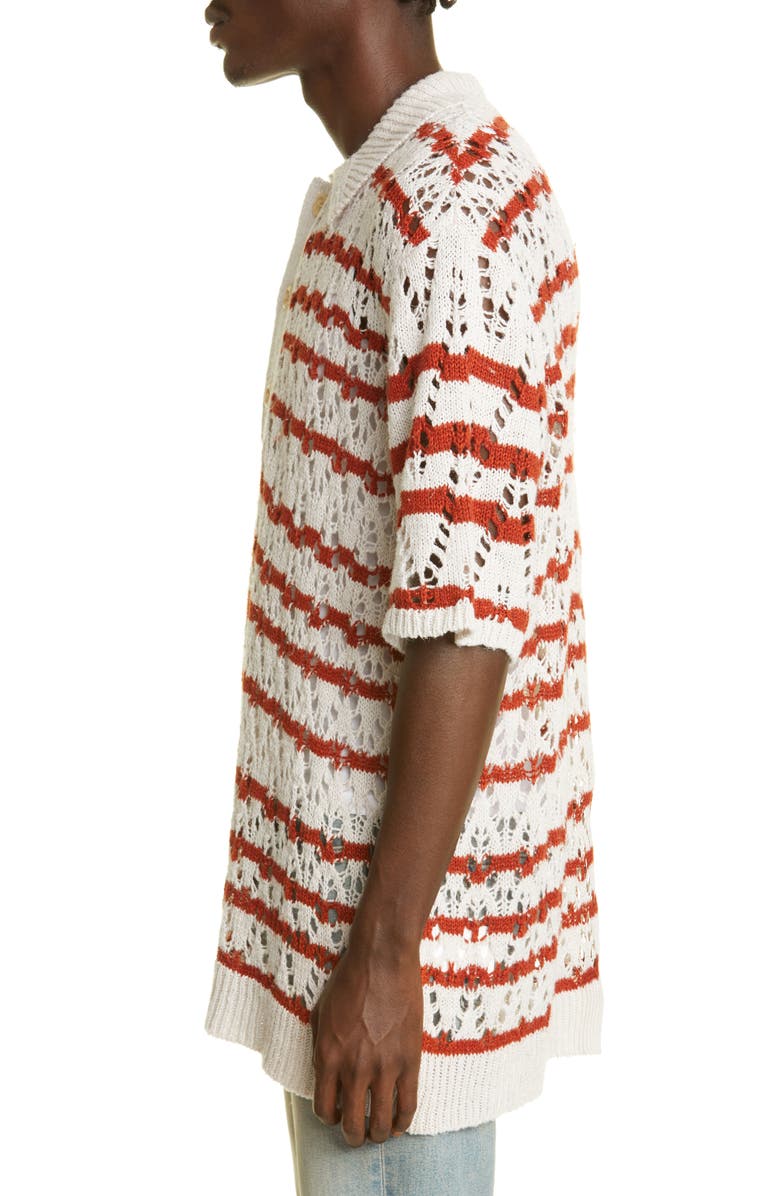 OUR LEGACY Men
s Big Piquet Oversize Stripe Hemp 
Lyocell Polo, Alternate, color, 