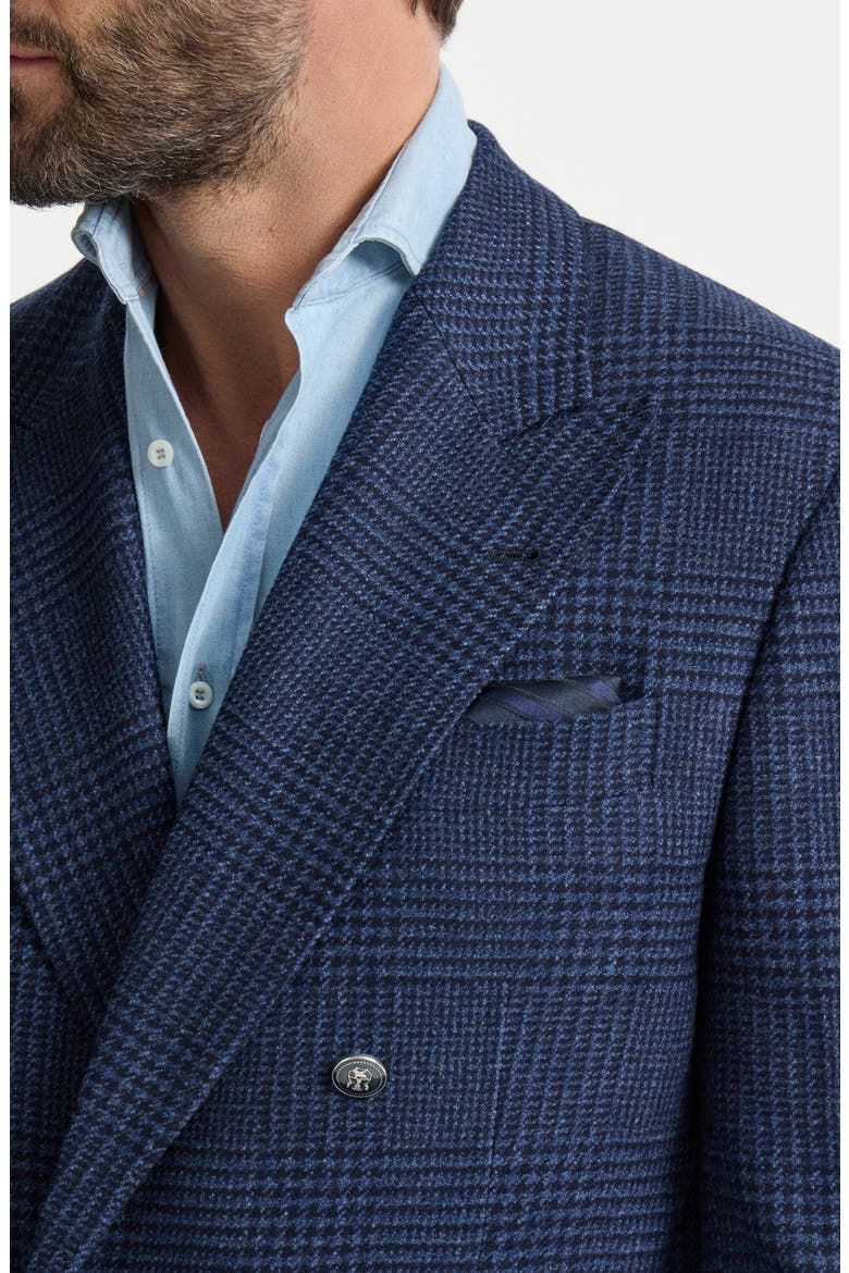 Regimental stripe silk pocket square, Alternate, color, Navy Blue