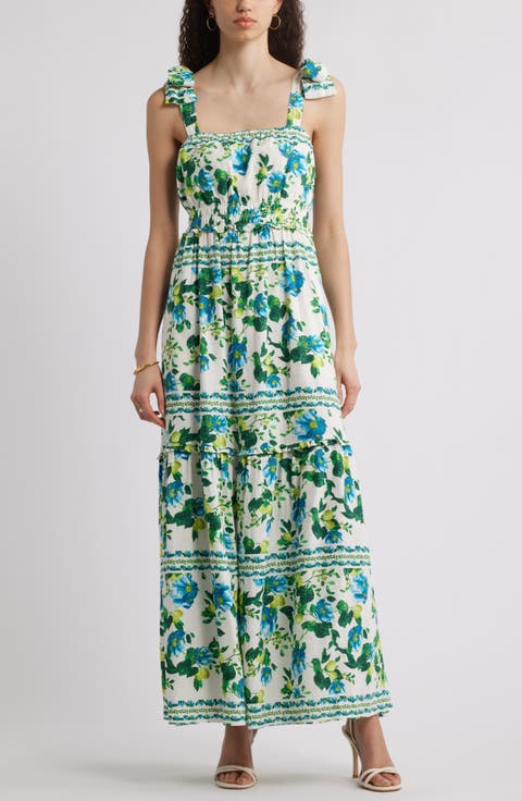 Tie Strap Floral Print Maxi Dress