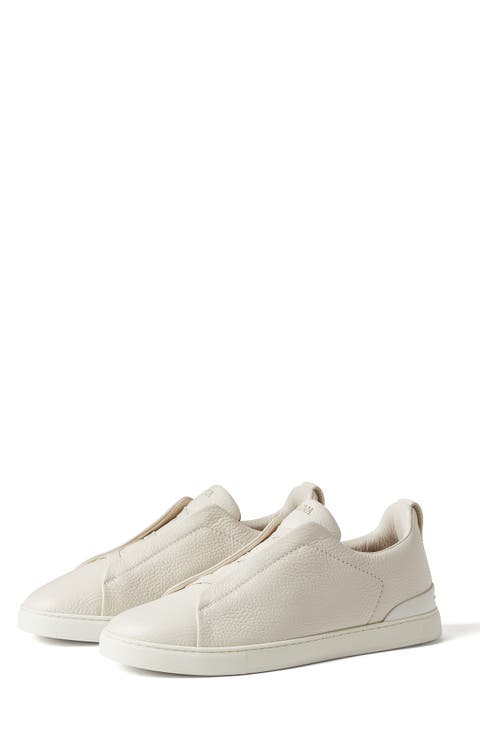 Triple Stitch Deerskin Leather Slip-On Sneaker (Men)