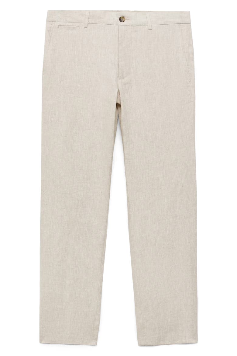 Slim Fit Flat Front Linen Pants, Alternate, color, ECRU