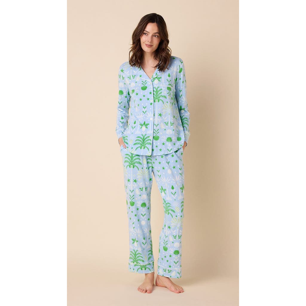 The Cat's Pajamas Pima Knit Pajama Set In Blue