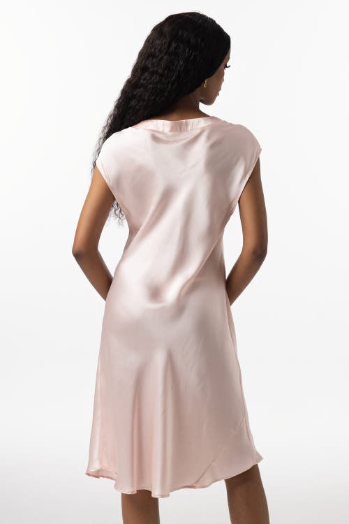 Silksilky V-neck Short Sleeve Silk Sleep Dress
