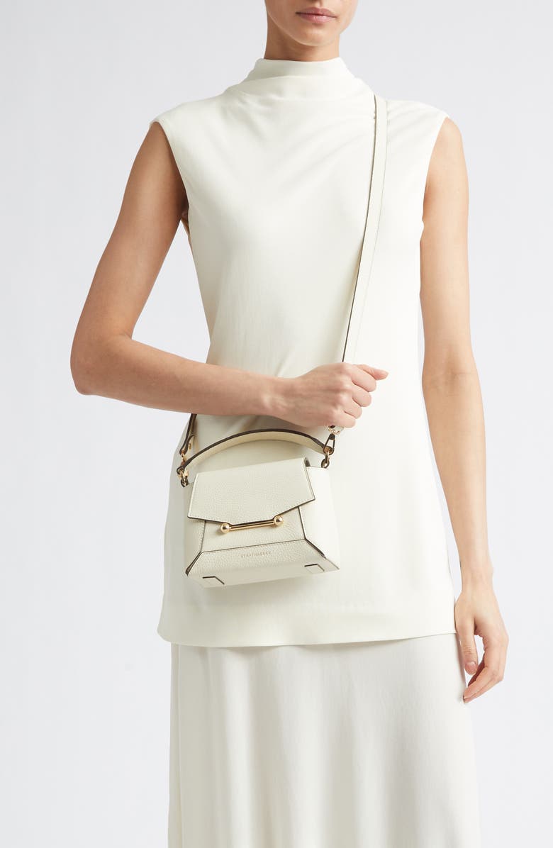 Strathberry Nano Mosaic Grained Leather Top Handle Bag, Alternate, color, Vanilla